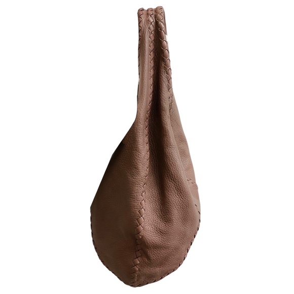 BOTTEGA VENETA BROWN INTRECCIATO WOVEN DETAIL GRAINED LEATHER HOBO SHOULDER BAG - Picture 2 of 14